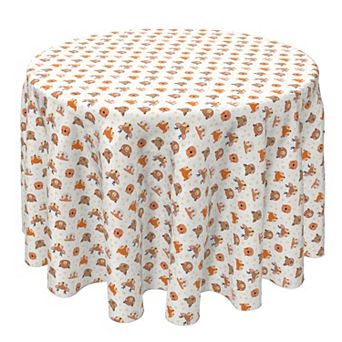 Round Tablecloth, 100% Cotton, 60 Round", Woodland Animal Faces
