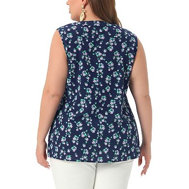 Plus Size Top for Women Floral Blouse Sleeveless Tank Tops