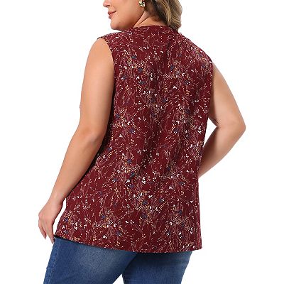 Plus Size Top for Women Floral Blouse Sleeveless Tank Tops