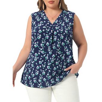 Plus Size Top for Women Floral Blouse Sleeveless Tank Tops