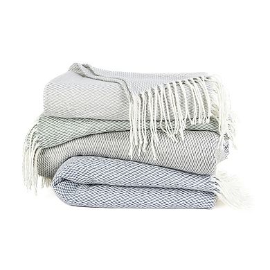 Urban Loft's Elegant Herringbone Throw Blanket with Fringed Edges