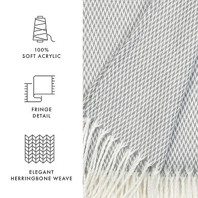 Urban Loft's Elegant Herringbone Throw Blanket with Fringed Edges
