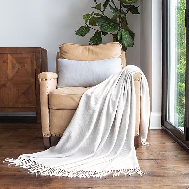 Urban Loft's Elegant Herringbone Throw Blanket with Fringed Edges