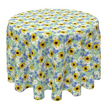 Round Tablecloth, 100% Cotton, 60 Round", Rural Floral