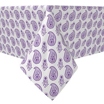 Square Tablecloth, 100% Cotton, 60x60", Purple Paisley Petals