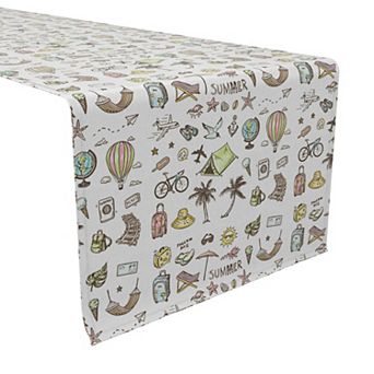 Table Runner, 100% Cotton, 16x108", Summertime Icons