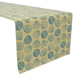 Table Runner, 100% Cotton, 16x90", Beach Shells