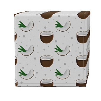 Napkin Set of 4, 100% Cotton, 20x20", Coconut Tropics