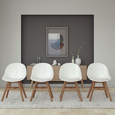 Set of 4 White and Brown Indoor Contemporary Chairs