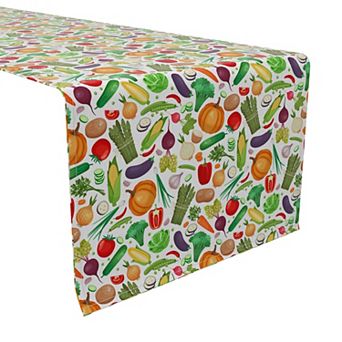 Table Runner, 100% Cotton, 16x108", Vegetable Market