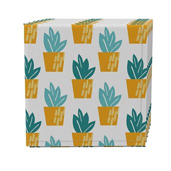 Napkin Set of 4, 100% Cotton, 20x20", Trendy Succulents