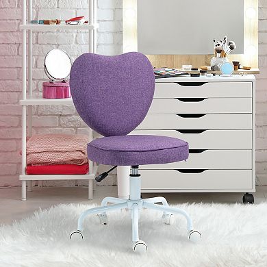 HOMCOM Heart Love Shaped Back Design Office Chair with Adjustable Height and 360 Swivel Castor Wheels Pink