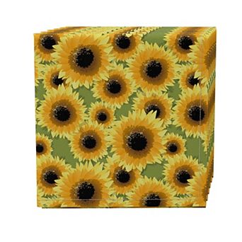 Napkin Set of 4, 100% Cotton, 20x20", Sunflower Bunch