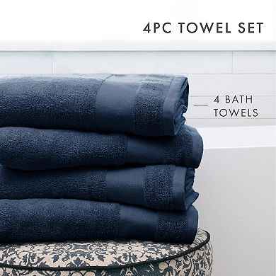 Urban Loft's 4 Pack Bath Towels 100% Cotton Home Bathroom Essentials
