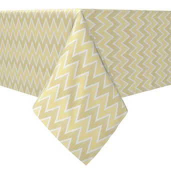 Square Tablecloth, 100% Cotton, 60x60", Yellow Ikat Chevron