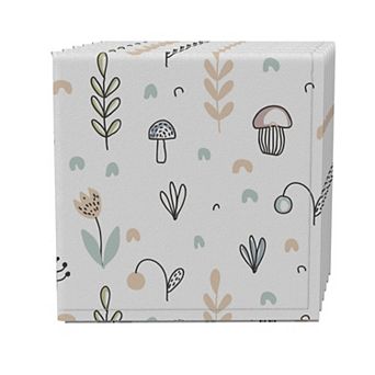 Napkin Set of 4, 100% Cotton, 20x20", Simple Nursery Floral