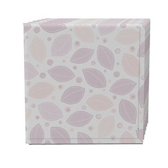 Napkin Set of 4, 100% Cotton, 20x20", Simple Pastel Leaves