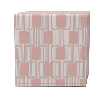 Napkin Set of 4, 100% Cotton, 20x20", Pink Retro Modern