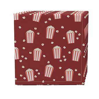Napkin Set of 4, 100% Cotton, 20x20", Movie Snack