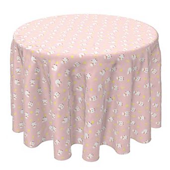 Round Tablecloth, 100% Cotton, 60 Round", Over the Moon Sheep Pink