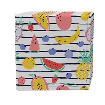 Napkin Set of 4, 100% Cotton, 20x20", Summer Fruits Stripe