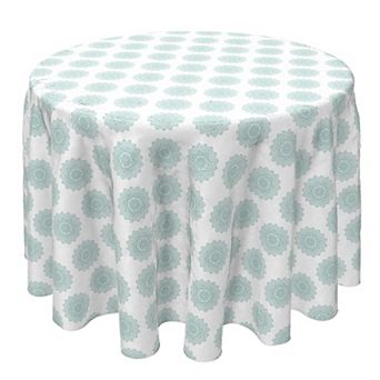 Round Tablecloth, 100% Cotton, 60 Round", Green Mandala Design