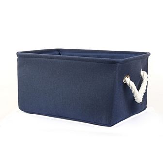 Portable Storage Basket Closet Box Container Canvas Bin S Size Dark Blue S