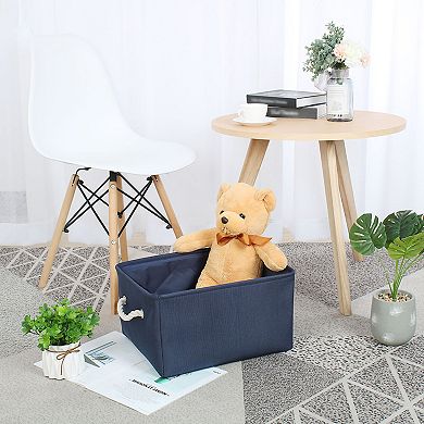 Portable Storage Basket Closet Box Container Canvas Bin S Size Dark Blue S