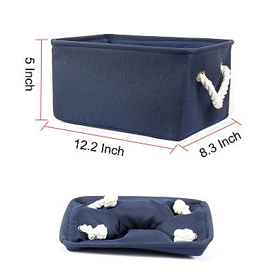 Portable Storage Basket Closet Box Container Canvas Bin S Size Dark Blue S