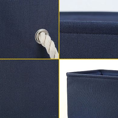Portable Storage Basket Closet Box Container Canvas Bin S Size Dark Blue S