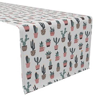 Table Runner, 100% Cotton, 16x108", Cactus House Plants