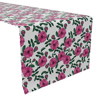 Table Runner, 100% Cotton, 16x108", Summer Garden Flowers