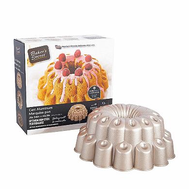 Baker's Secret Fluted Cake Pan, Cast Aluminum 2 Layers Nonstick Coating (Marquise)