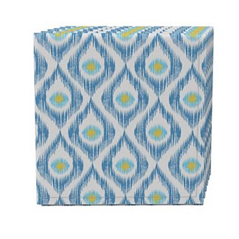 Napkin Set of 4, 100% Cotton, 20x20", Ikat Blue Background