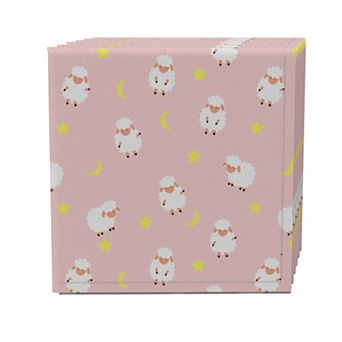Napkin Set of 4, 100% Cotton, 20x20", Over the Moon Sheep Pink