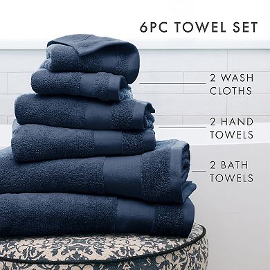 Urban Loft's 6 Pack Towels 100% Cotton Home Bathroom Essentials