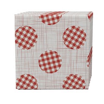 Napkin Set of 4, 100% Cotton, 20x20", Gingham Polka Dot