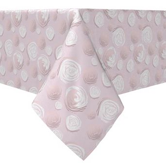 Square Tablecloth, 100% Cotton, 60x60", Illustrated Blush Roses