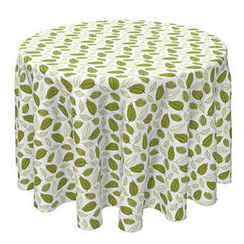Round Tablecloth, 100% Cotton, 60 Round", Green Tea Leaves