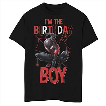 Boys Marvel Ultimate Spider-Man Miles Morales I'm the Birthday Boy Husky Graphic Tee