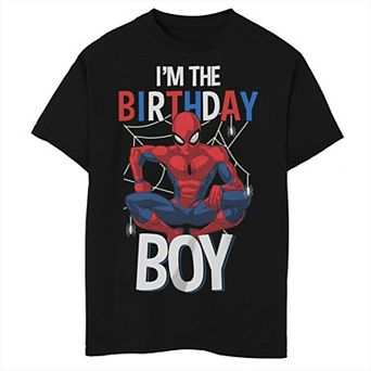 Boys Marvel Spider-Man I'm the Birthday Boy Husky Graphic Tee