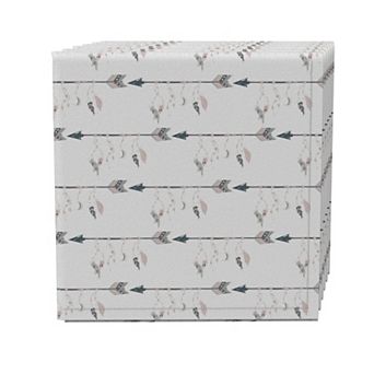 Napkin Set of 4, 100% Cotton, 20x20", Arrows and Feathers