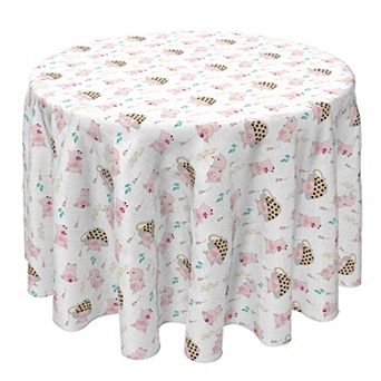 Round Tablecloth, 100% Cotton, 60 Round", Pigs in Tea Cups