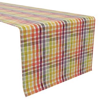 Table Runner, 100% Cotton, 16x72", Watercolor Rainbow Stripes