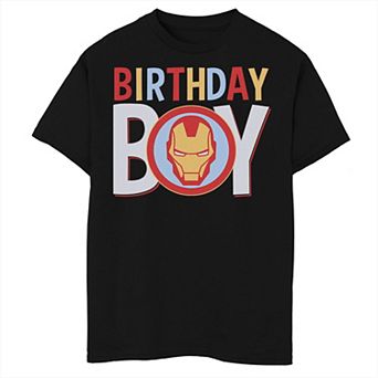 Boys Marvel Avengers Classic Iron Man Birthday Boy Husky Graphic Tee