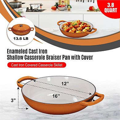 Cast Iron Dutch Oven With Handles And Lid, Cast Iron Skillet With Non Stick Coating