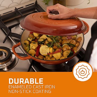 Cast Iron Dutch Oven With Handles And Lid, Cast Iron Skillet With Non Stick Coating
