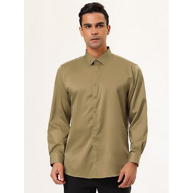 Men's Dress Regular Fit Point Collar Long Sleeve Button Down Shirts