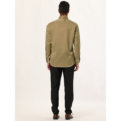 Men's Dress Regular Fit Point Collar Long Sleeve Button Down Shirts