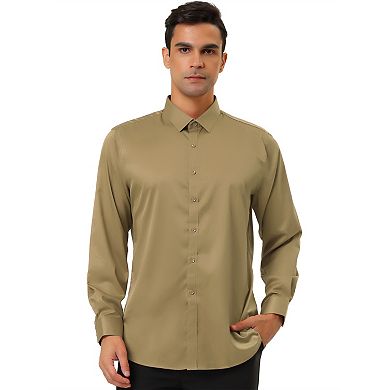 Men's Dress Regular Fit Point Collar Long Sleeve Button Down Shirts